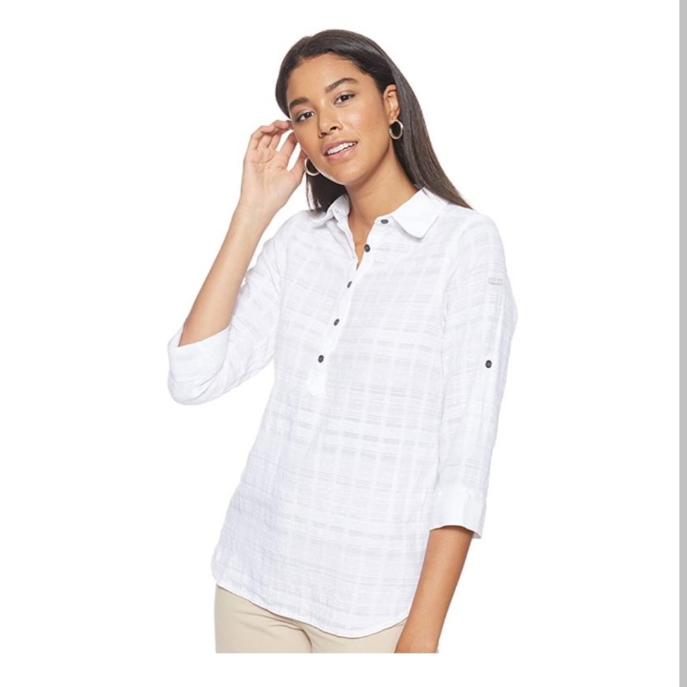 Columbia Summer Ease Cotton Popover Tunic White L